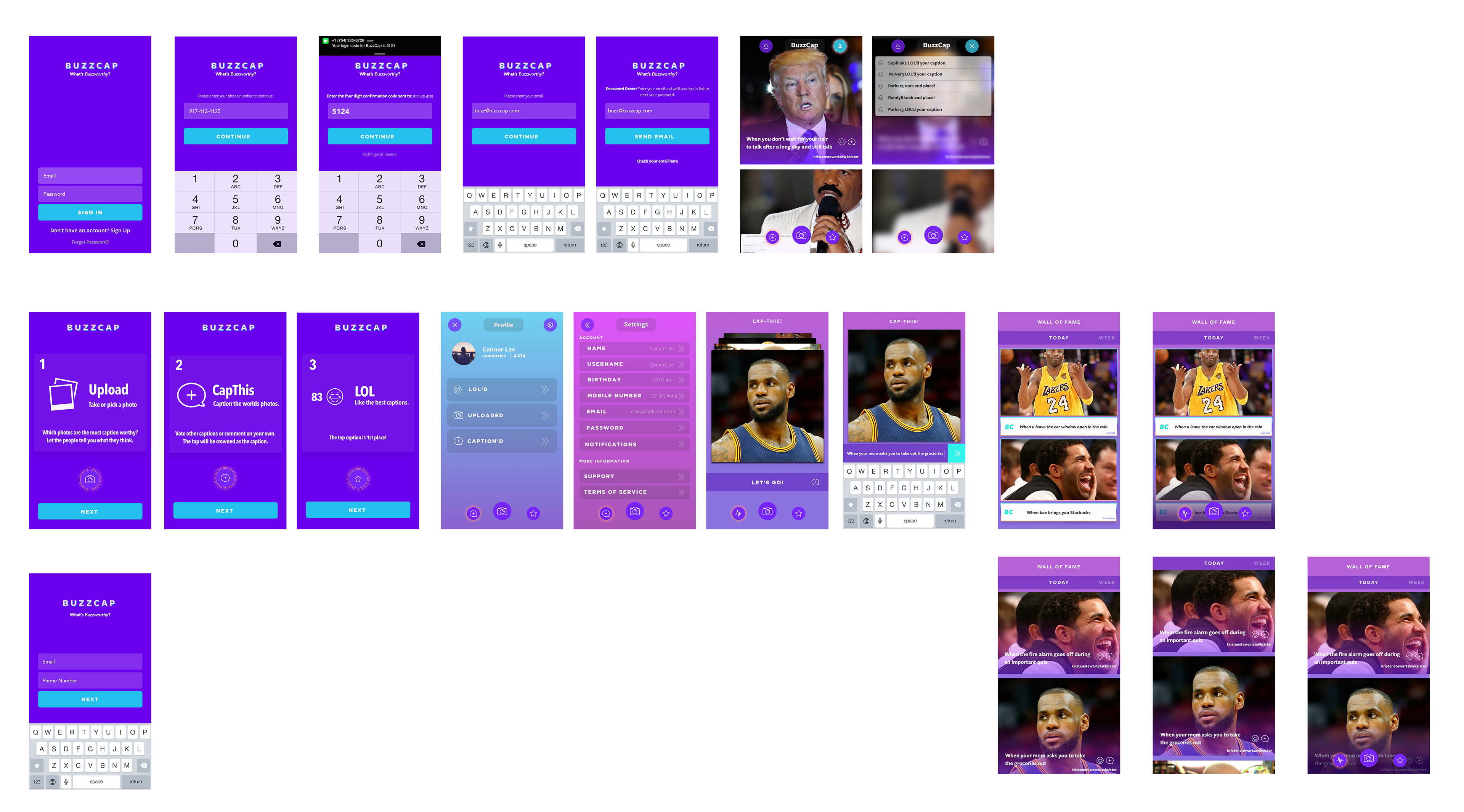 BuzzCap end-to-end mobile UX and interface system